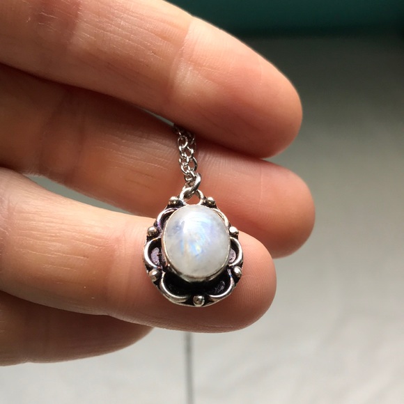 Rainbow moonstone 925 sterling silver pendant - Picture 4 of 12